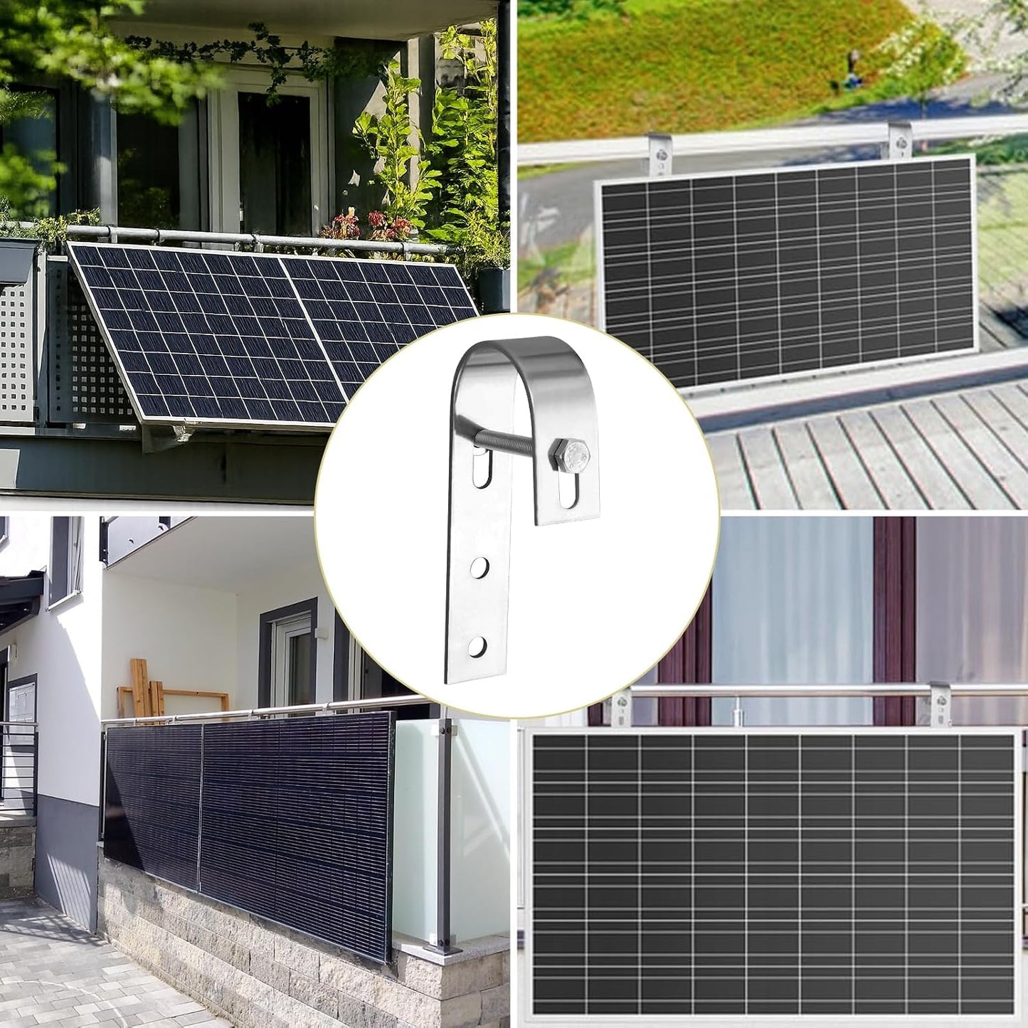 4 Soportes Acero Inox para Panel Solar Balcón