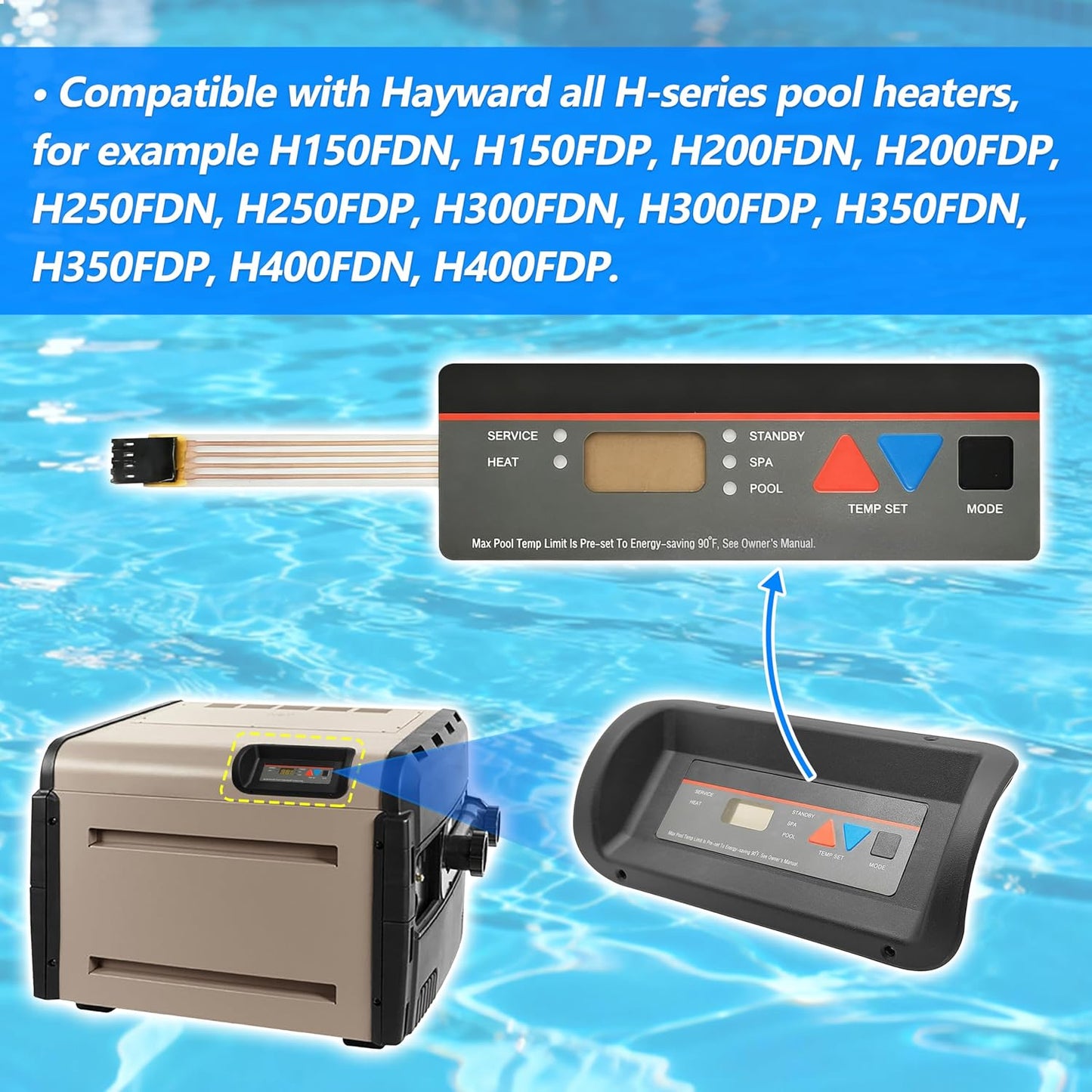 Membrana teclado calentador piscina comp H-Series
