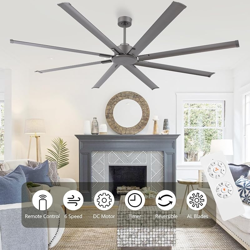 Ventilador techo 96pulg motor CC 6 velocidades 8 aspas