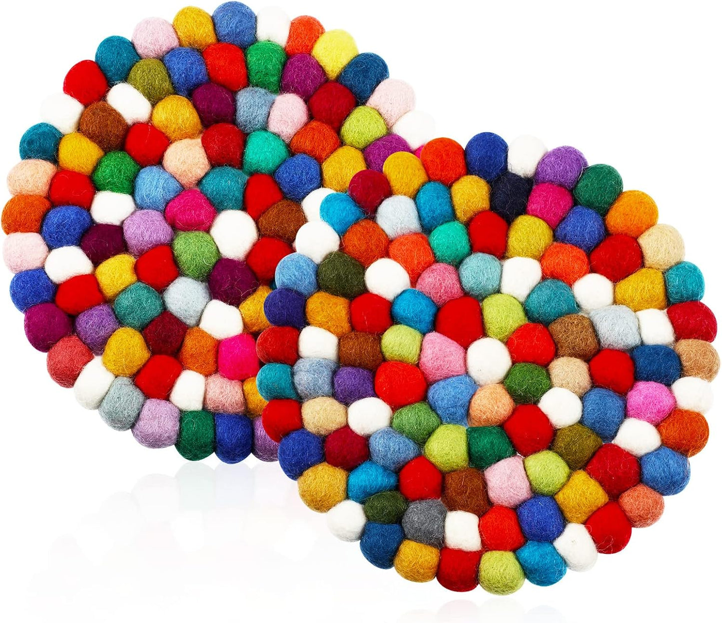 2 Posavasos Fieltro Redondos Multicolor Resistente Calor