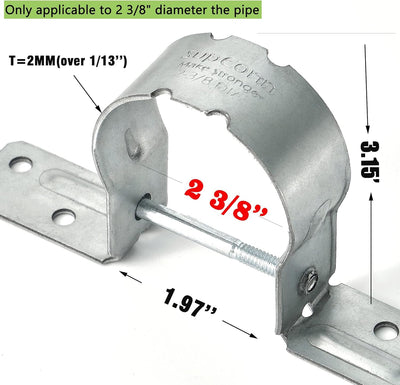 Soportes valla 2-3/8pulg acero a madera metal postes