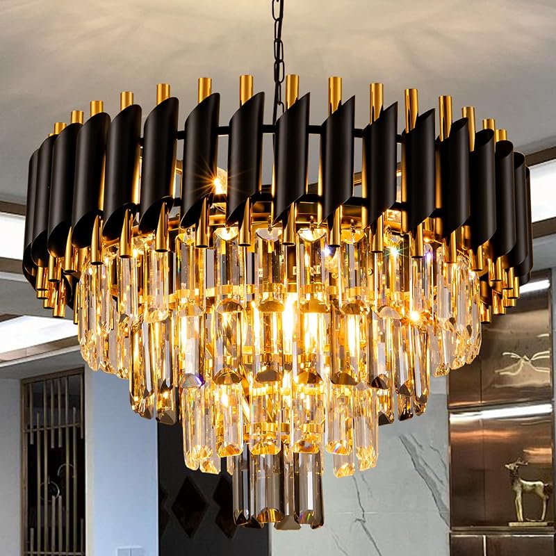 Candelabro cristal 7 luces 20" gris ahumado y dorado