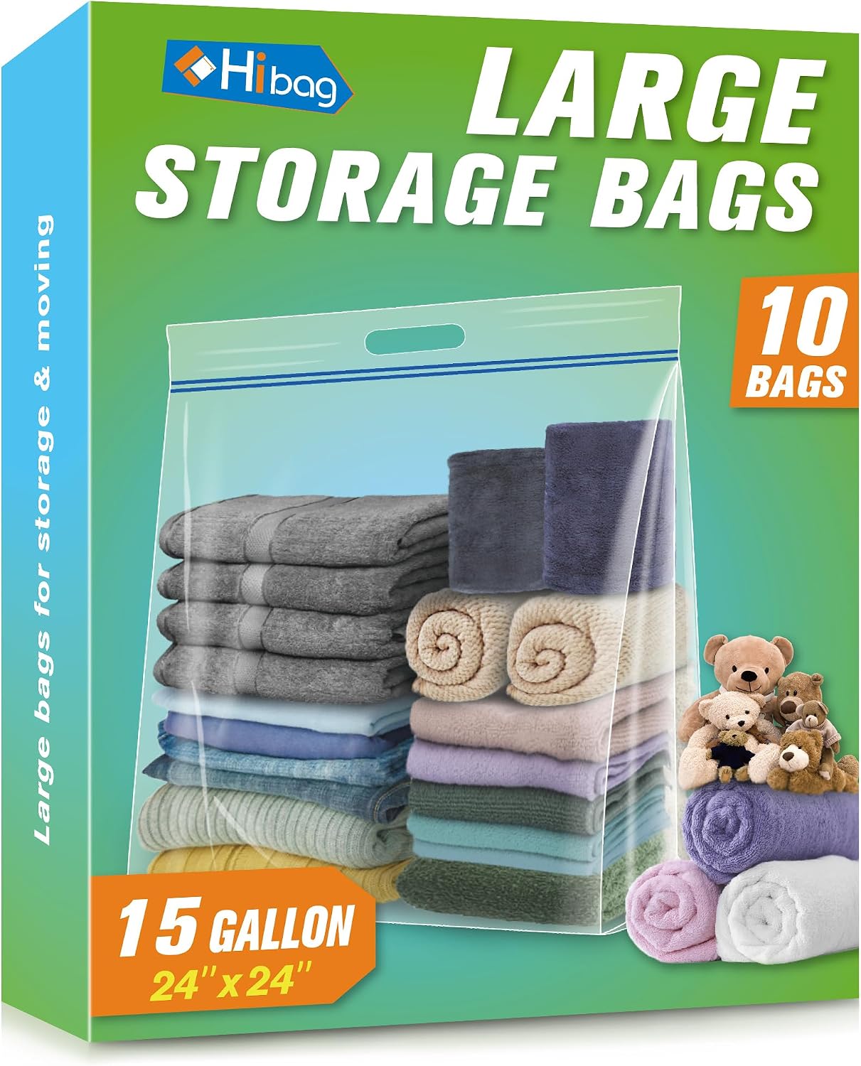 Bolsas almacenamiento 15gal transparentes resellables