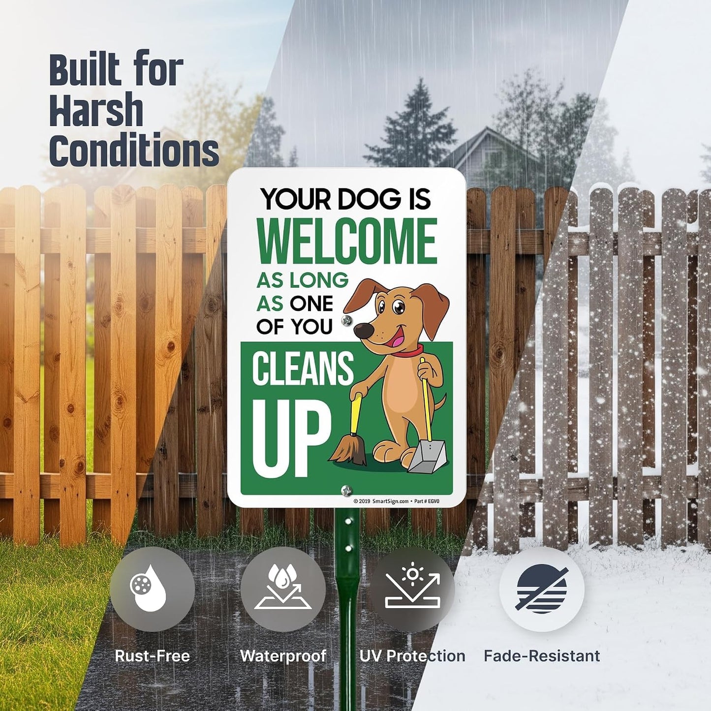 Letrero aluminio patio Clean Up After Your Dog 21.5"