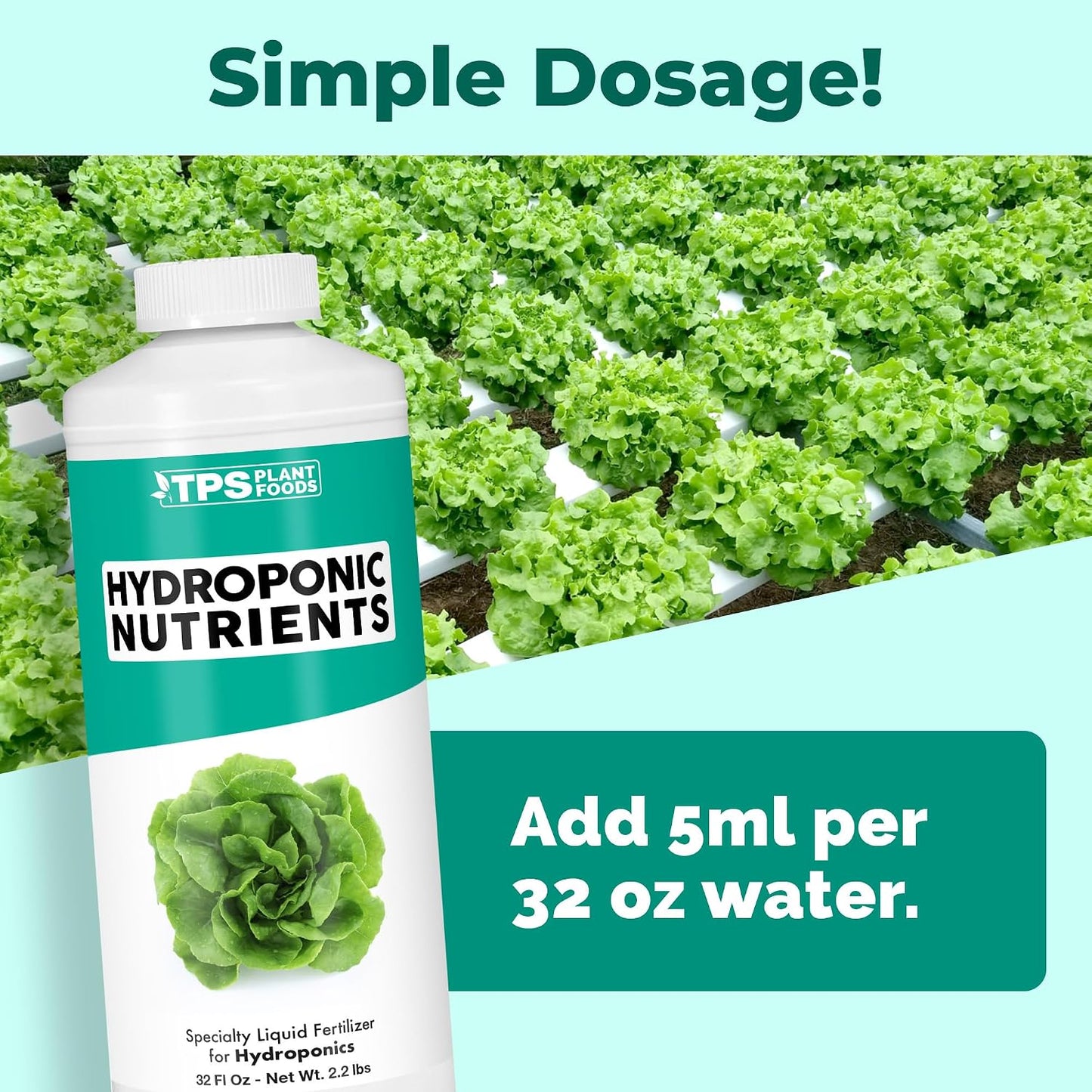 Alimento líquido hidropónico 32oz para plantas comestibles