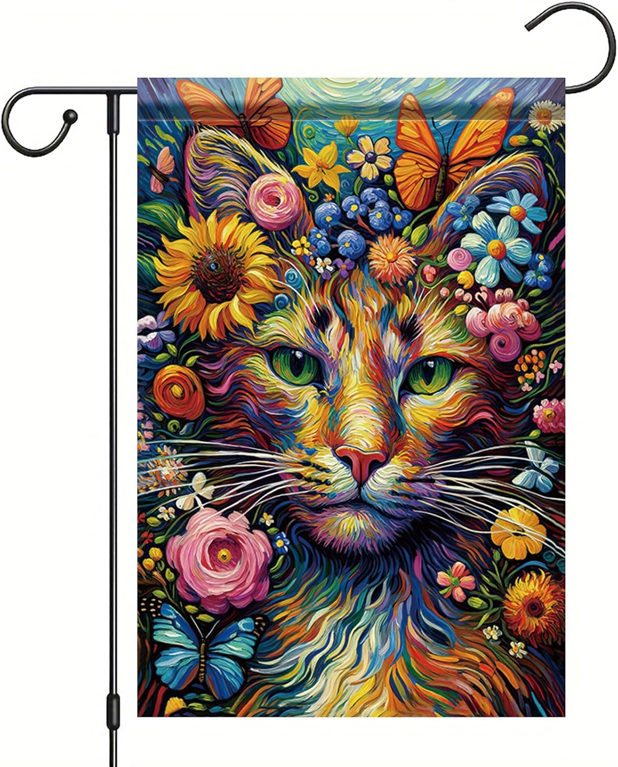Banderas jardín gato primavera verano 12x18pulg doble cara