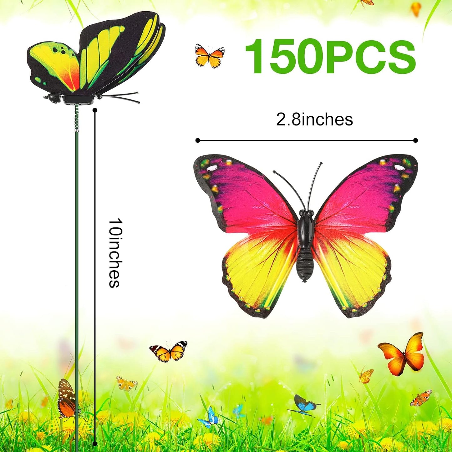 150 Pzas Decoración Jardín Mariposas 10" Impermeables