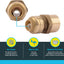 Adaptador FNPT 3/8x1/2 pulg latón para PEX cobre CPVC