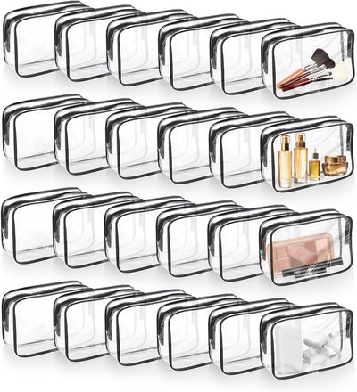 24 Bolsas Maquillaje PVC con Cremallera Impermeable Negro
