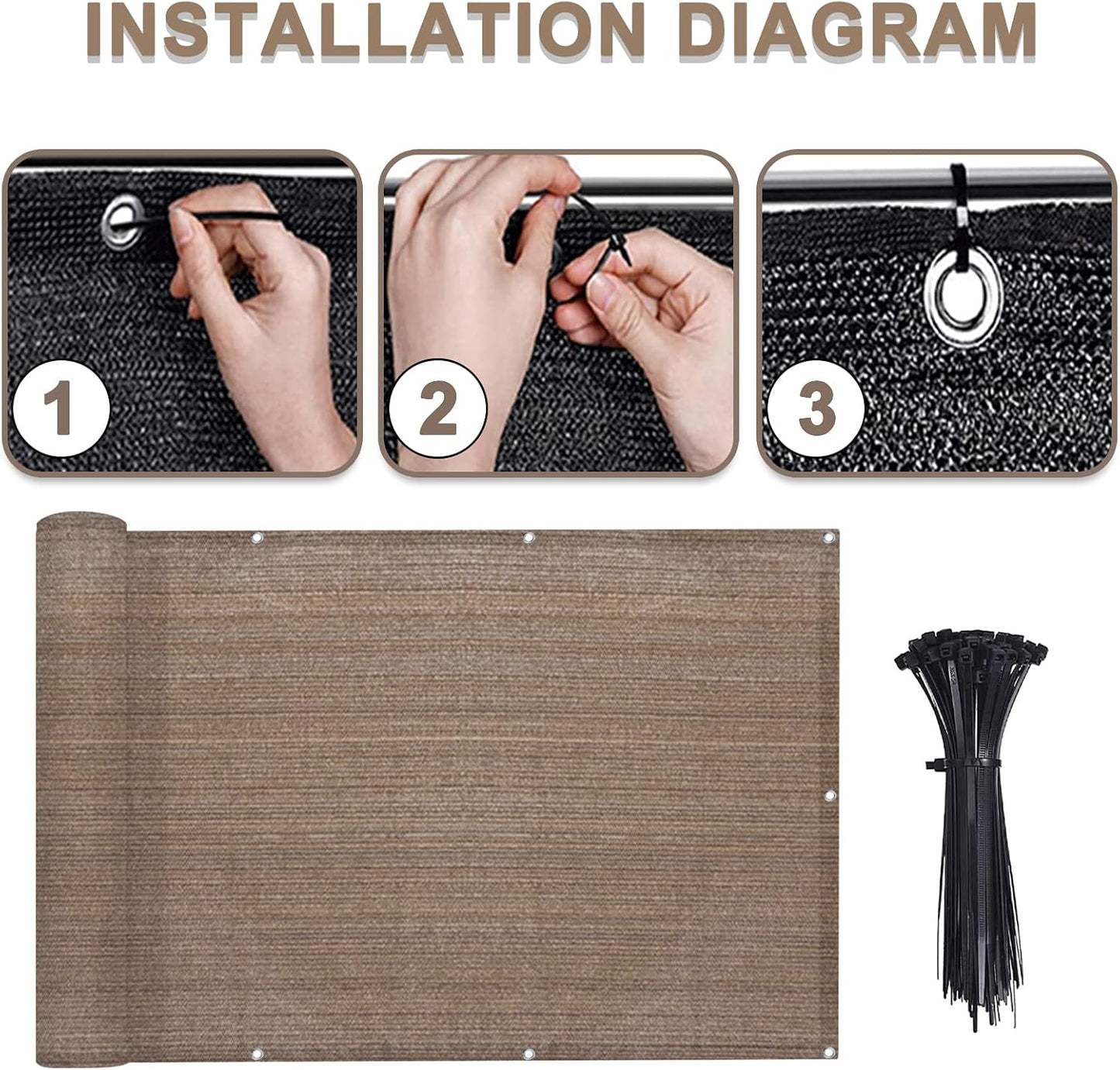 Pantalla privacidad UV resiste intemperie 2.5x10pies marrón