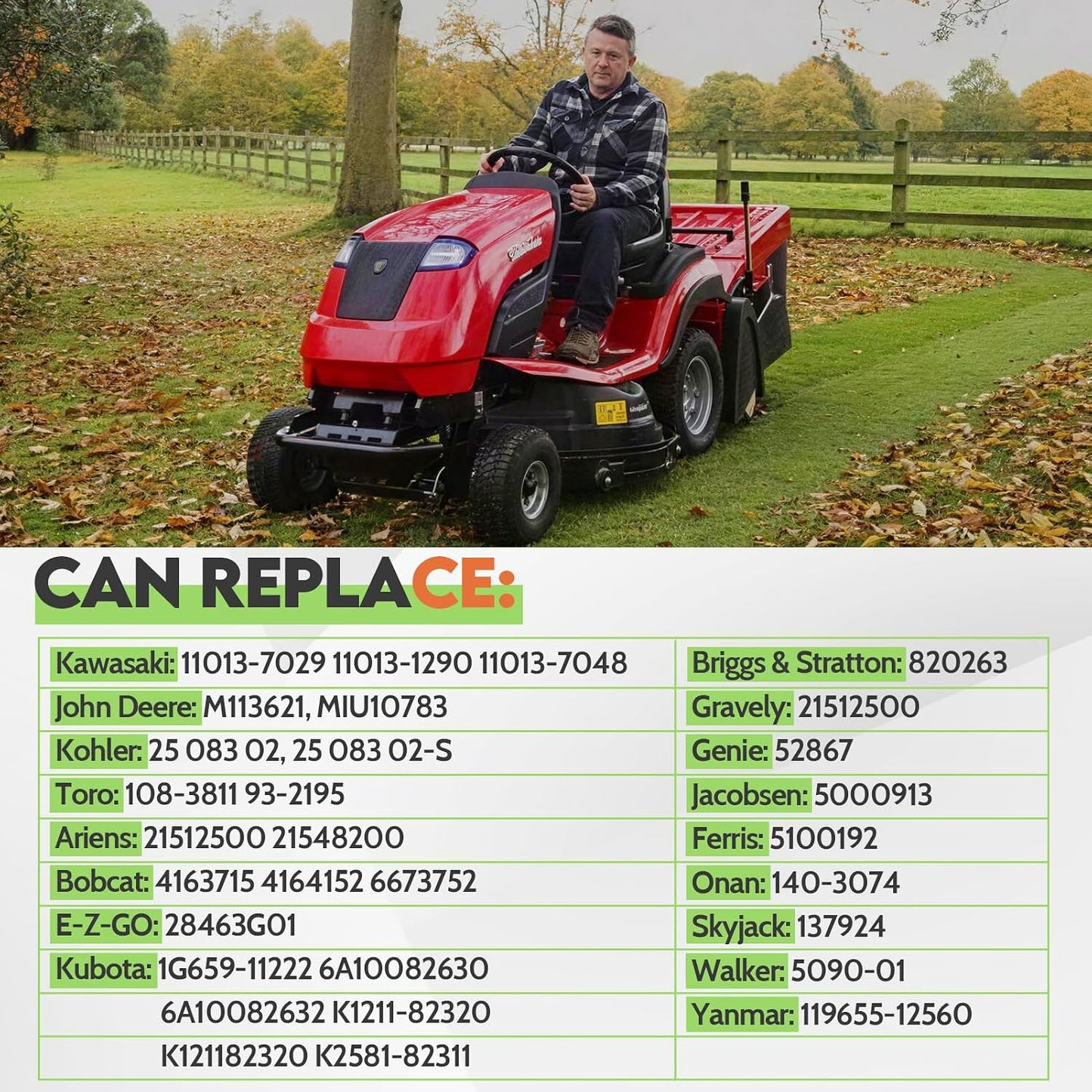 Filtro aire comp John Deere Toro Kohler Kawasaki Kubota