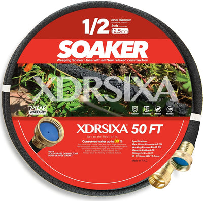 Manguera remojo 50ft 1/2pulg con conectores latón flujo flexible