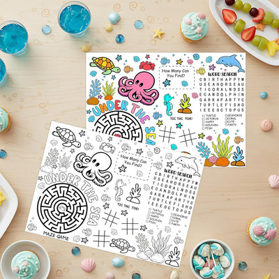 12 Manteles para Colorear Bajo el Mar Niños Niñas
