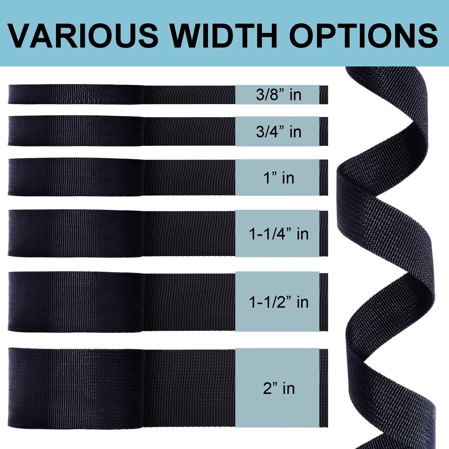 Cintas nylon 3/8-2 pulg 12 yardas para manualidades exteriores