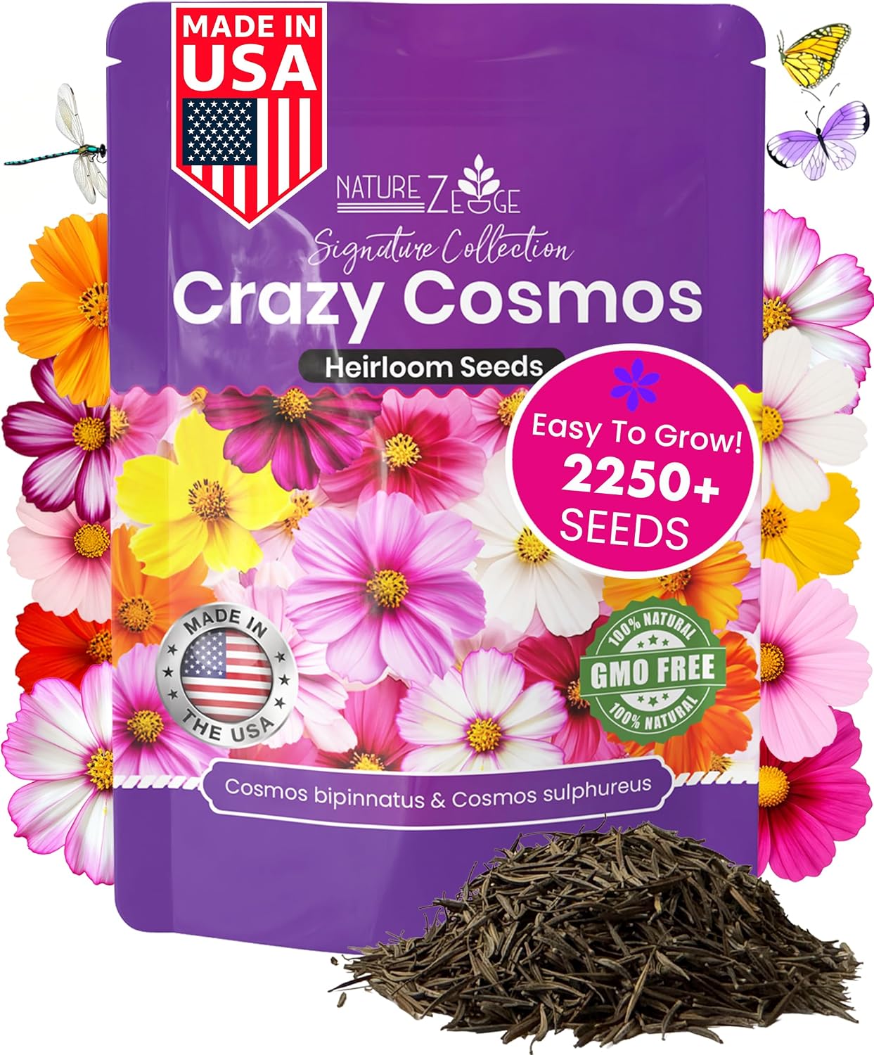 Semillas Cosmos 0.55oz fabricadas EE.UU. flores anuales