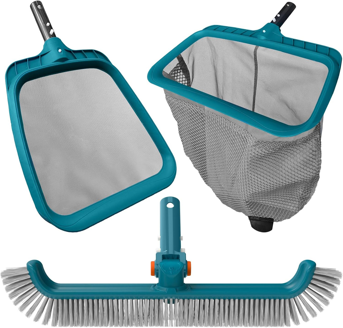 Kit limpieza piscina rastrillo malla fina cepillo giratorio