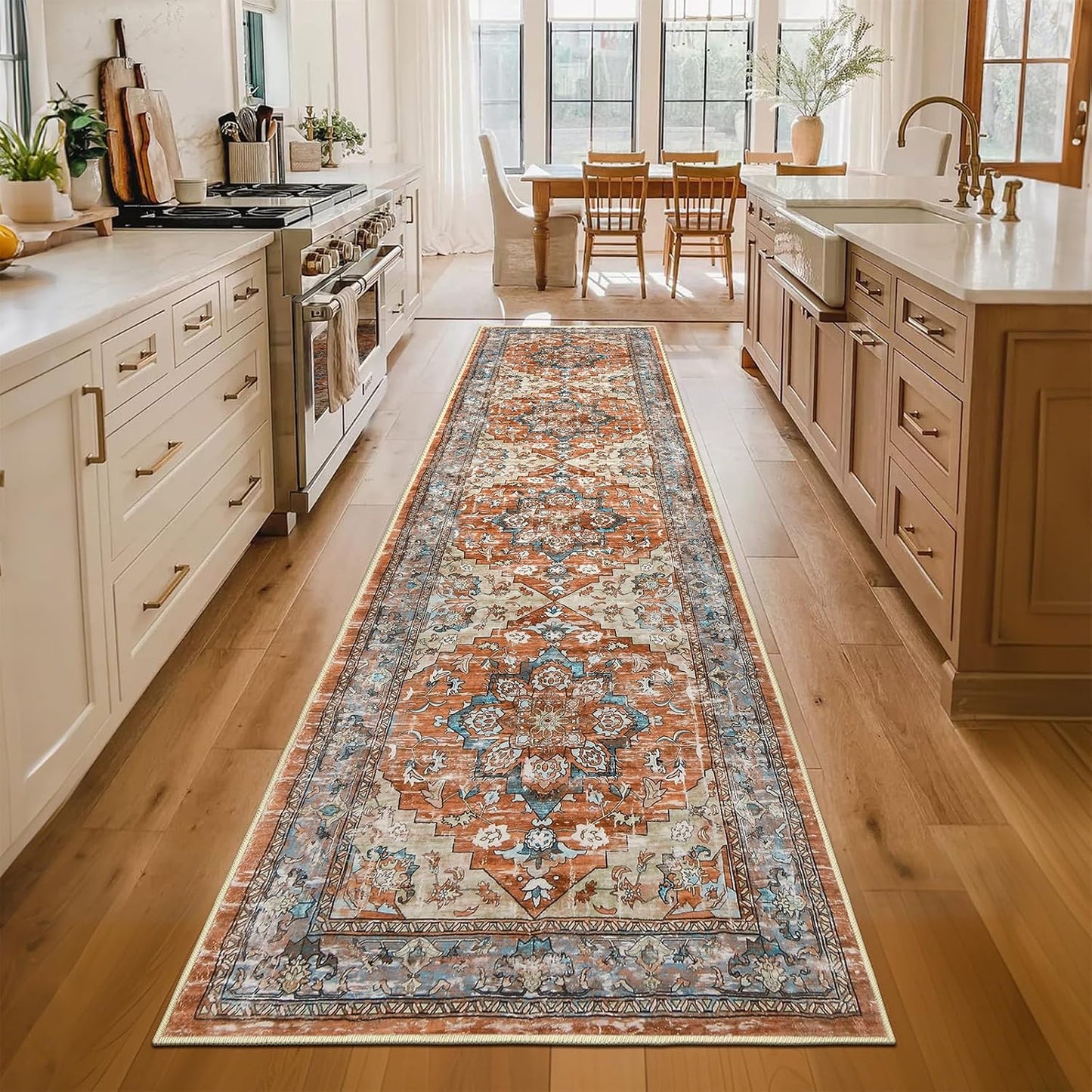 Alfombra pasillo antiderrap estilo bohemio 2x8ft