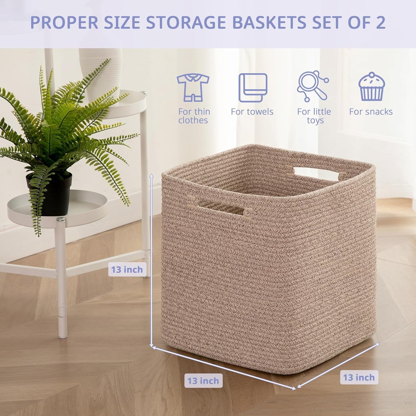 3 Pzas Cubos Almacenamiento Plegables 13" Marrón