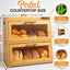 Caja pan bambú encimera cocina doble capa duradera