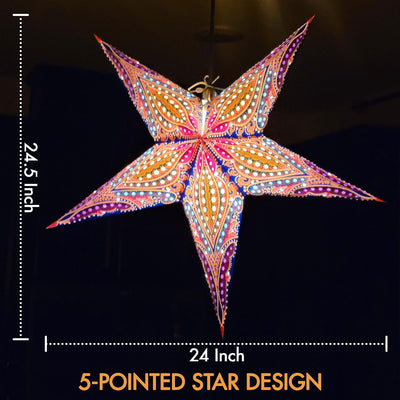Linterna estrella papel tamaño mediano azul rosa