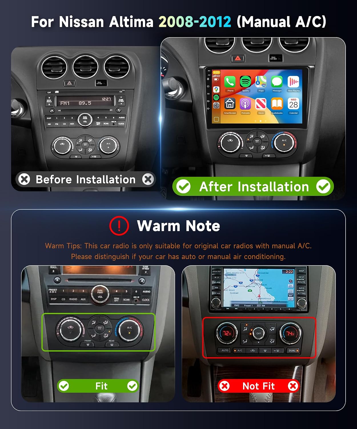 Estéreo coche wifi 5GHz para Nissan Altima 08-12 9pulg