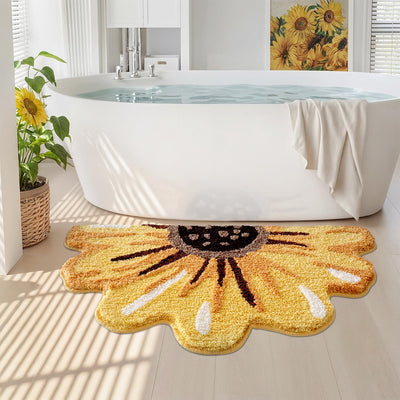 Tapete baño floral amarillo antideslizante 24x43pulg
