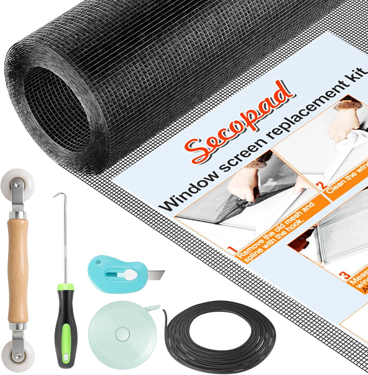 Kit reparación pantalla fibra vidrio 48x118pulg