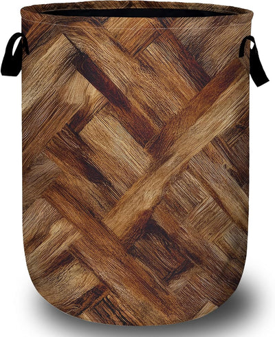 Cesta lavandería madera vintage marrón 15.7x19.6pulg