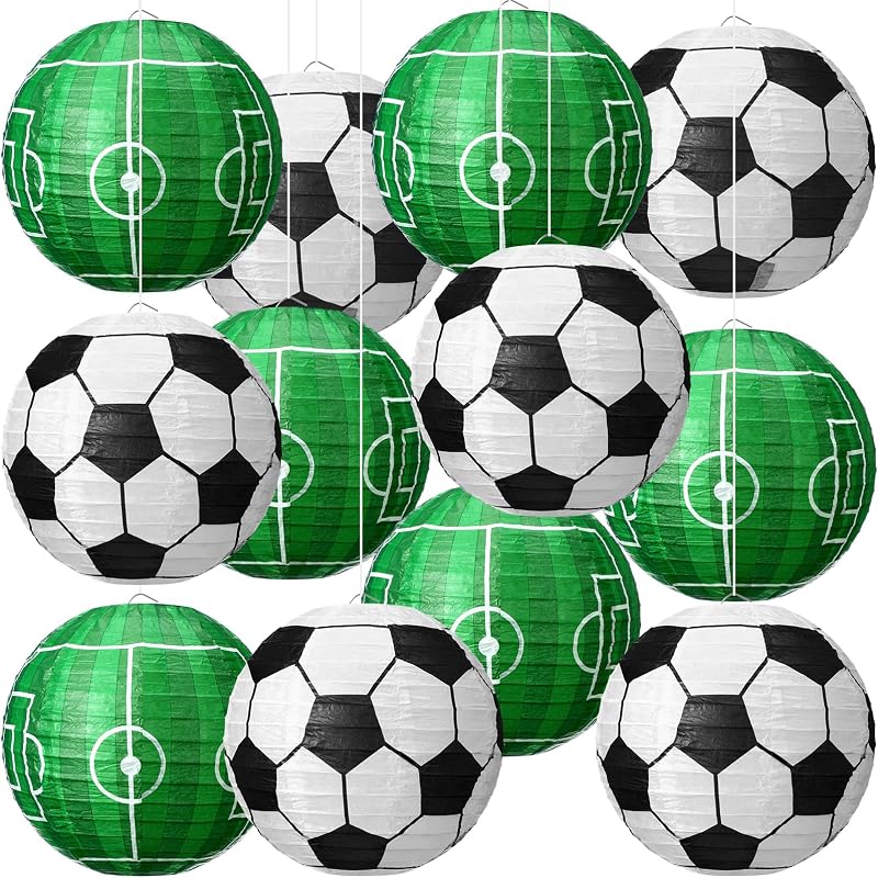 12 Faroles Fútbol 8pulg Decoración Fiesta Cumpleaños