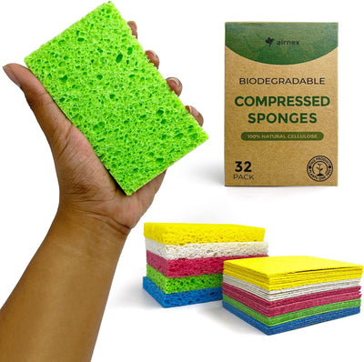 Esponjas celulosa comprimida 32 pzas para platos y hogar