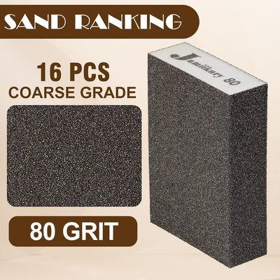 16 Bloques Lija Grano 80 Esponja Reutilizable para Madera y Metal
