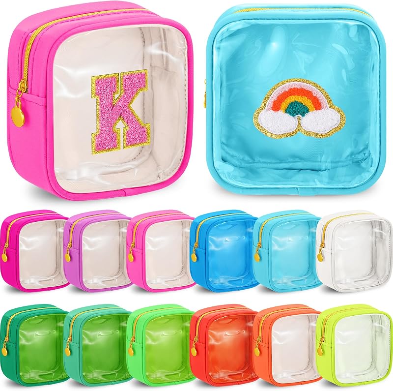 12 Pzas Bolsas Cosméticos Cuadradas con Cremallera Neón