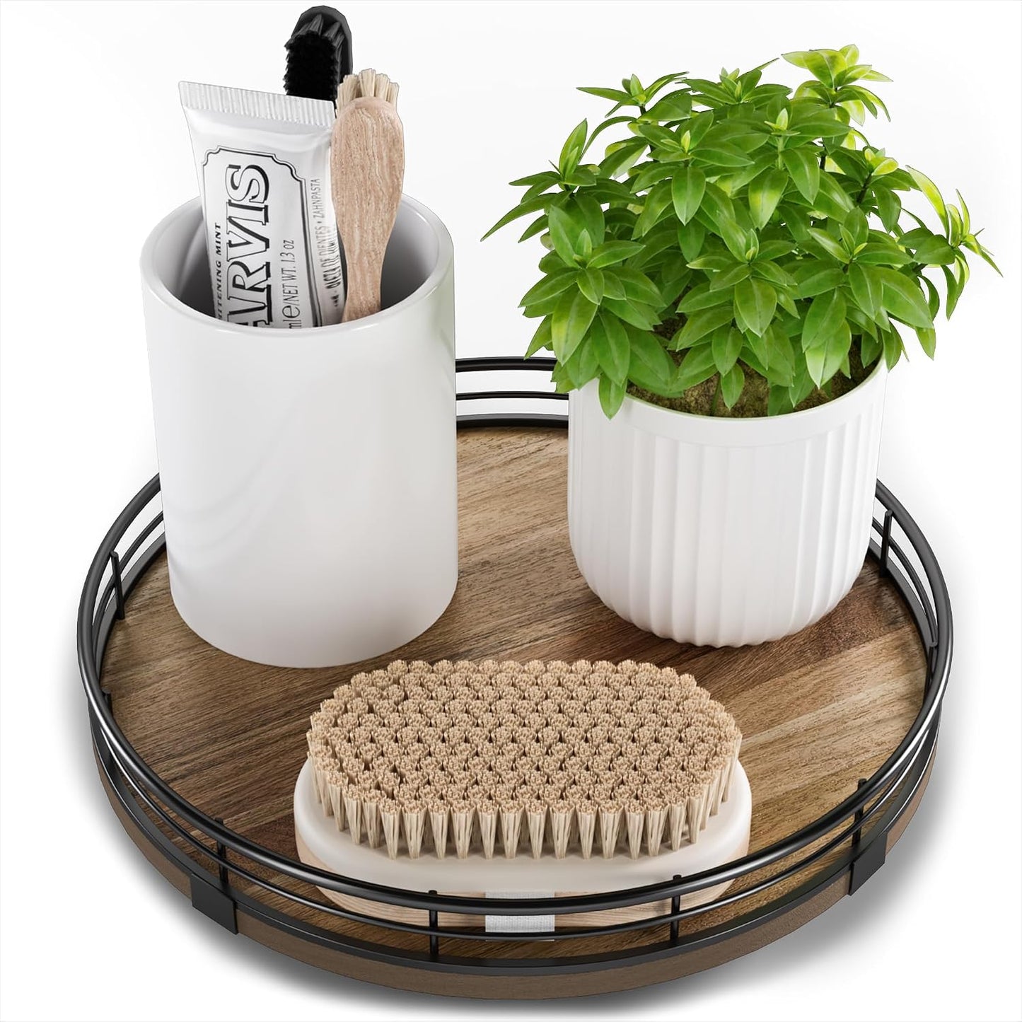 Bandeja giratoria Acacia 9" baño cocina estilo granja