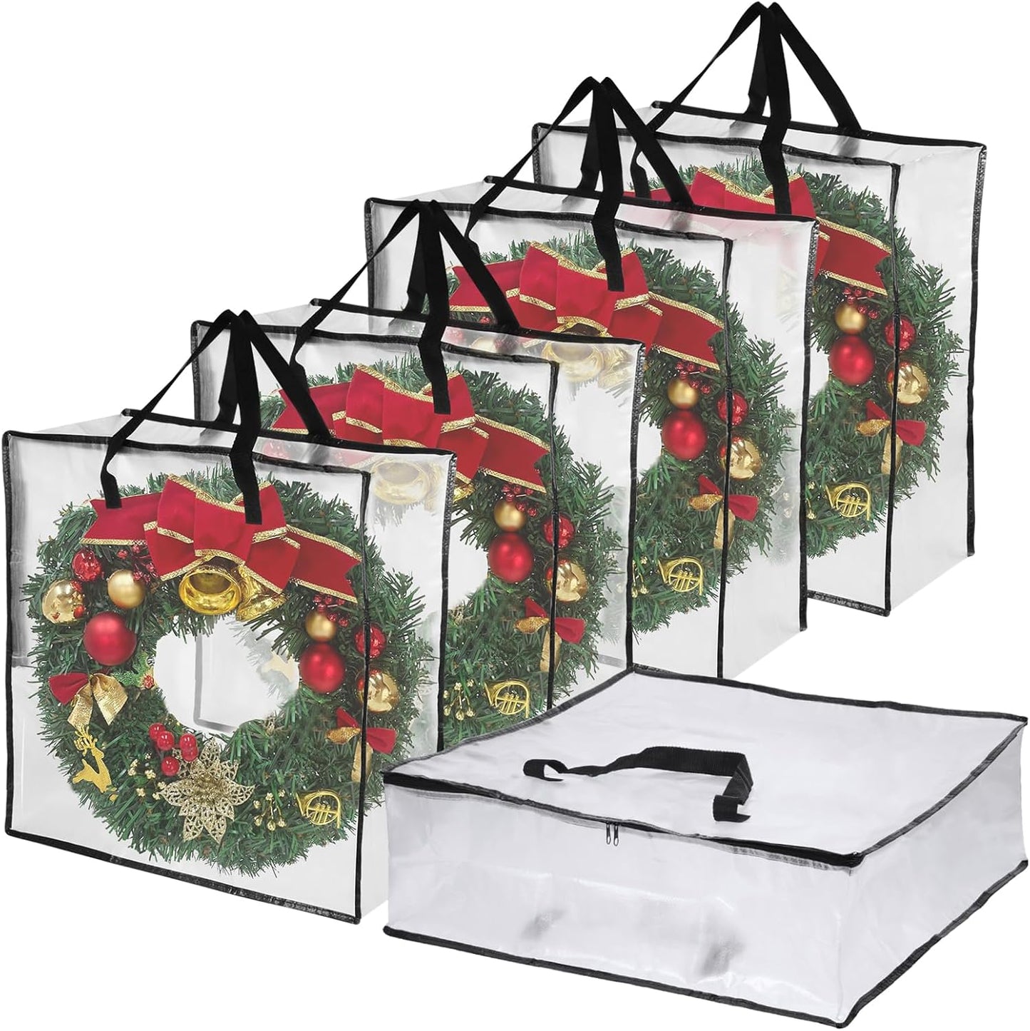 5 Pzas Contenedor Plástico 26" Almacenamiento Navidad