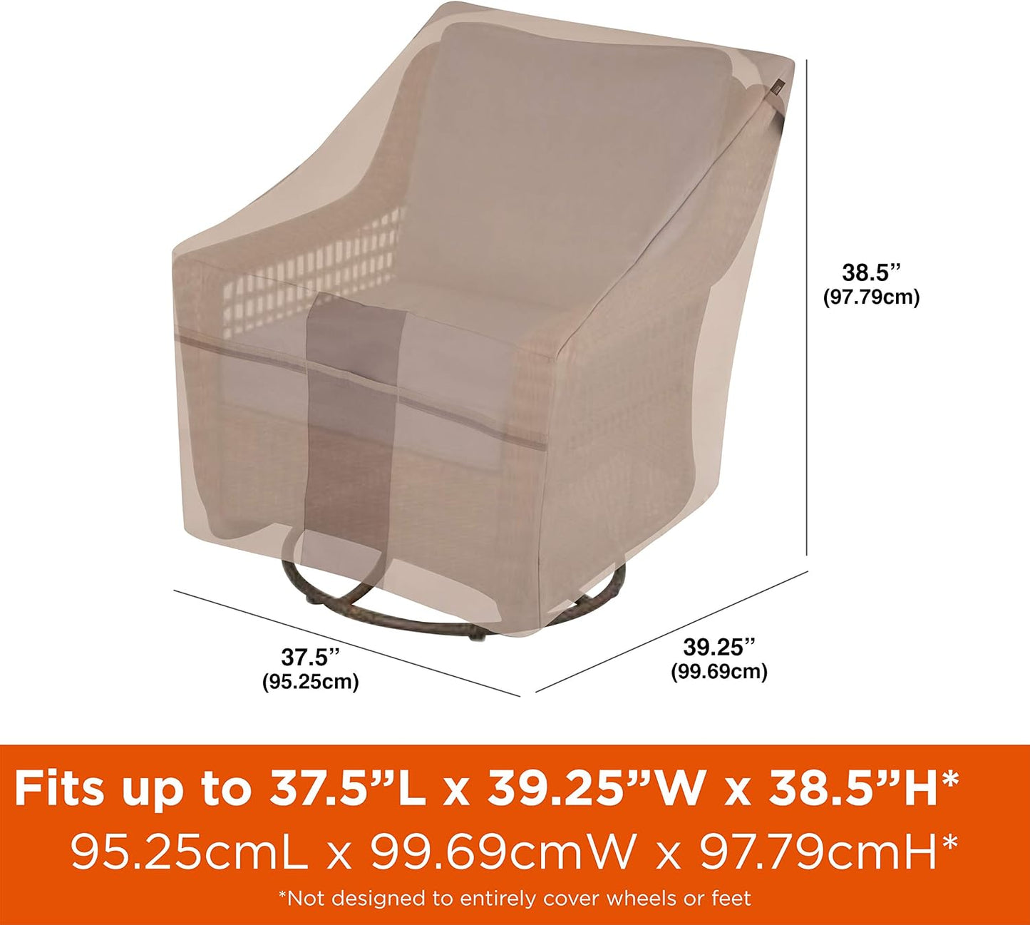 Funda silla giratoria patio tela resistente 37.5x39.25pulg