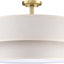 Lámpara semiempotrada 4 luces tela lino crema 20pulg