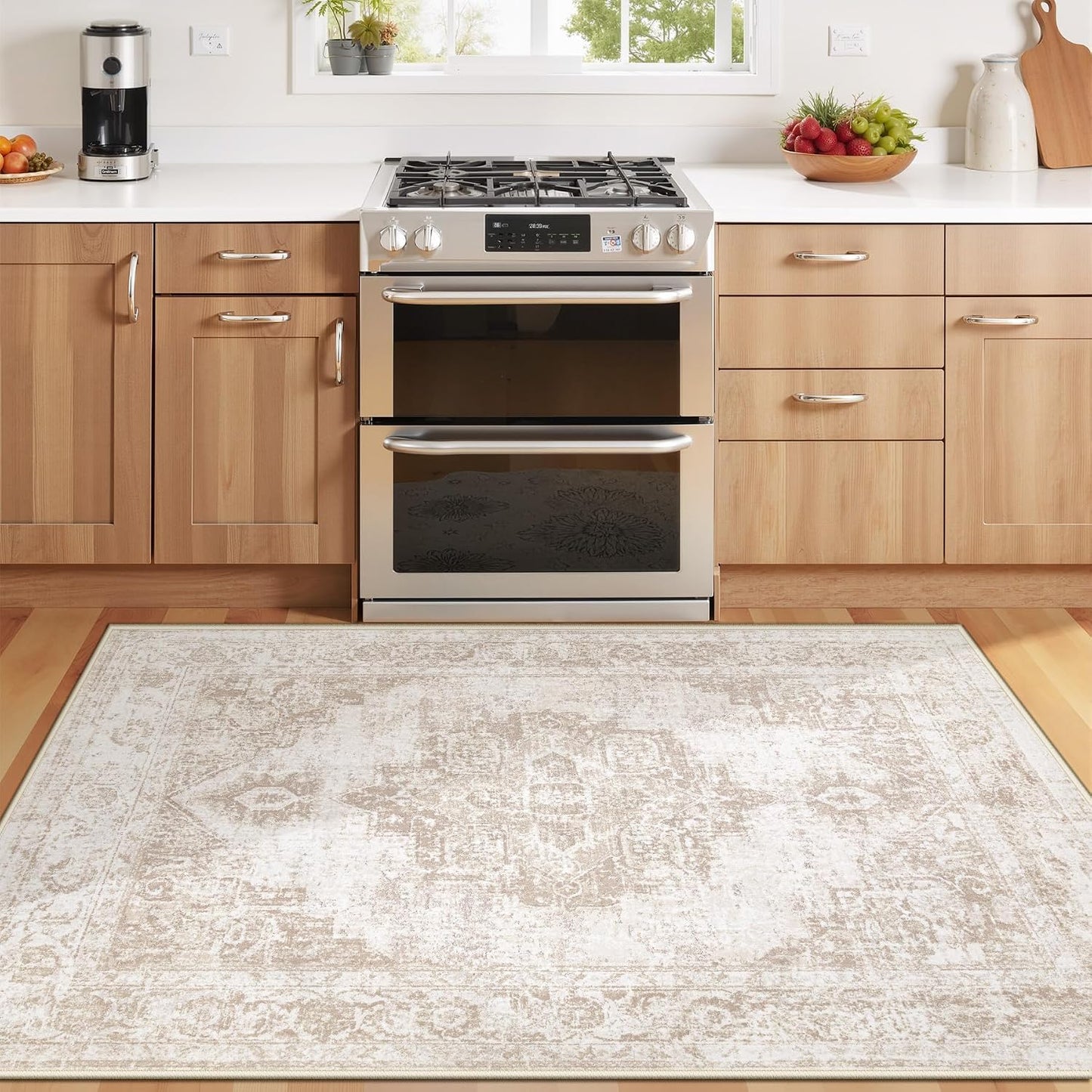 Alfombra área 3x5" vintage lavable pelo bajo dormitorio baño