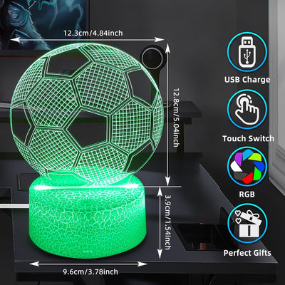 Luz nocturna fútbol 3D con toque inteligente 7 colores
