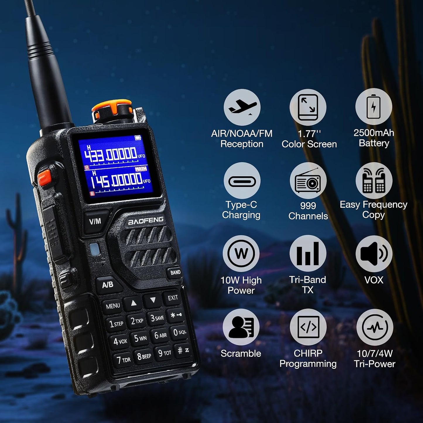 Radio bidireccional K5PLUS 10W UHF VHF 1.25M