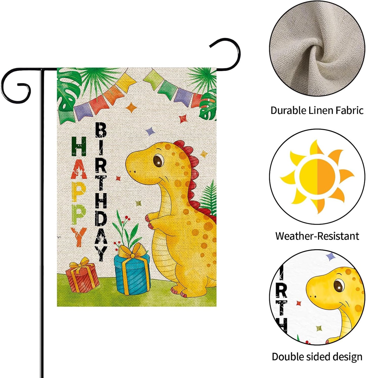 Bandera jardín dinosaurio feliz cumpleaños niño decoración