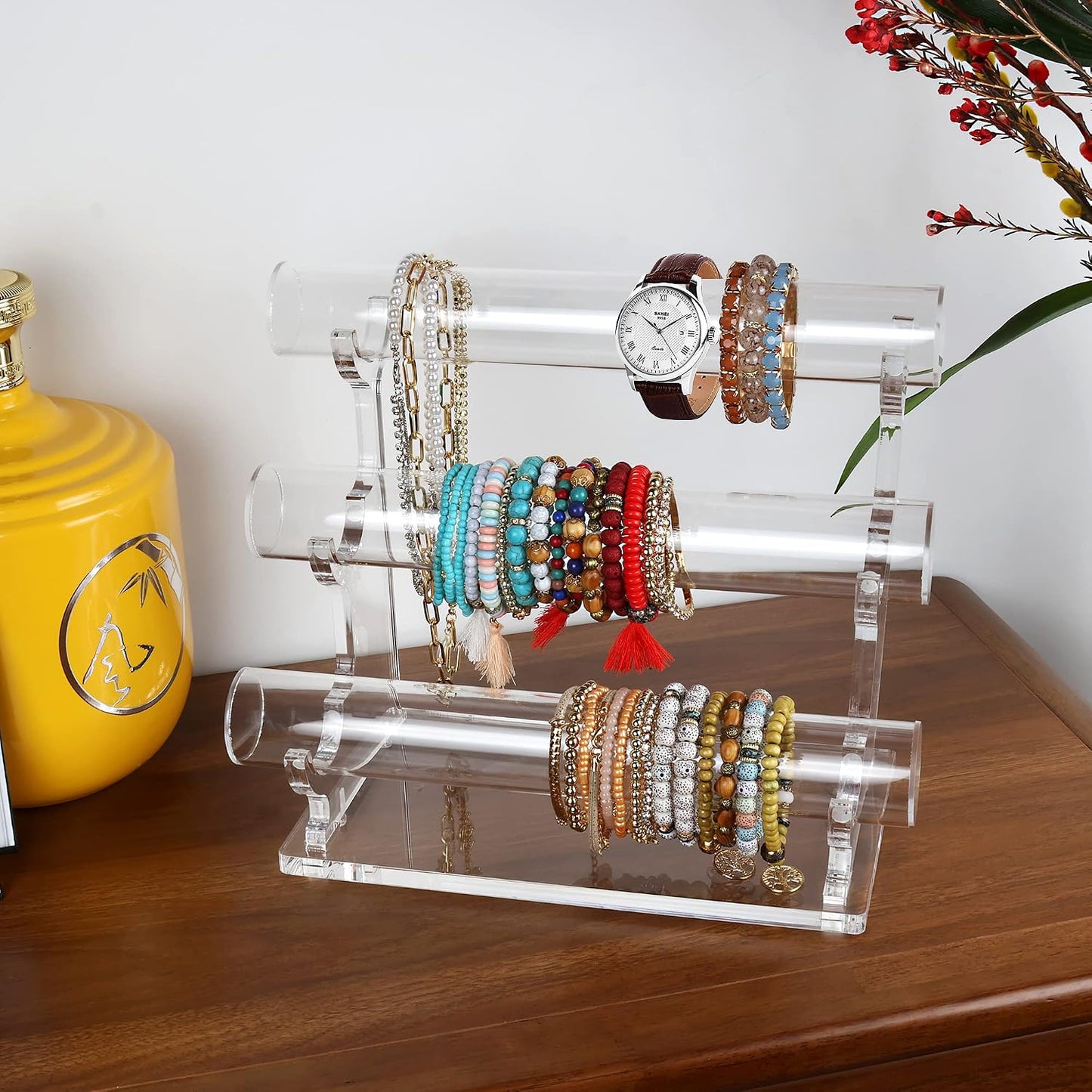 Organiz. joyas 3 niveles soporte acrílico