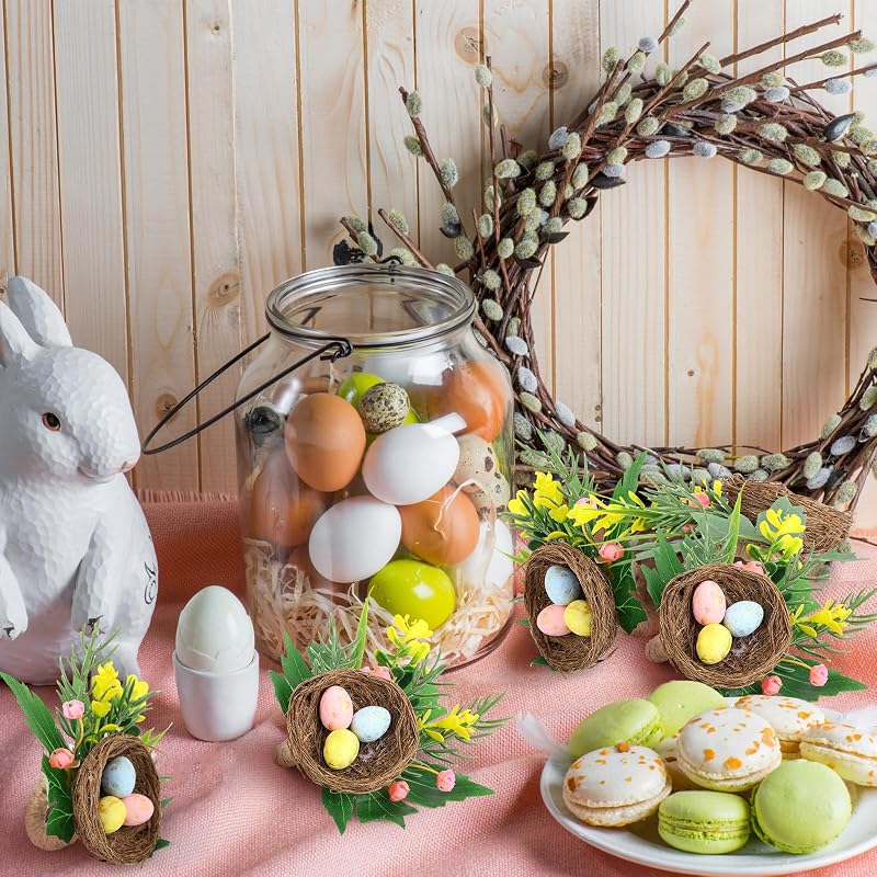 6 Servilleteros Pascua Nido Pájaros Morado Verde Rosa