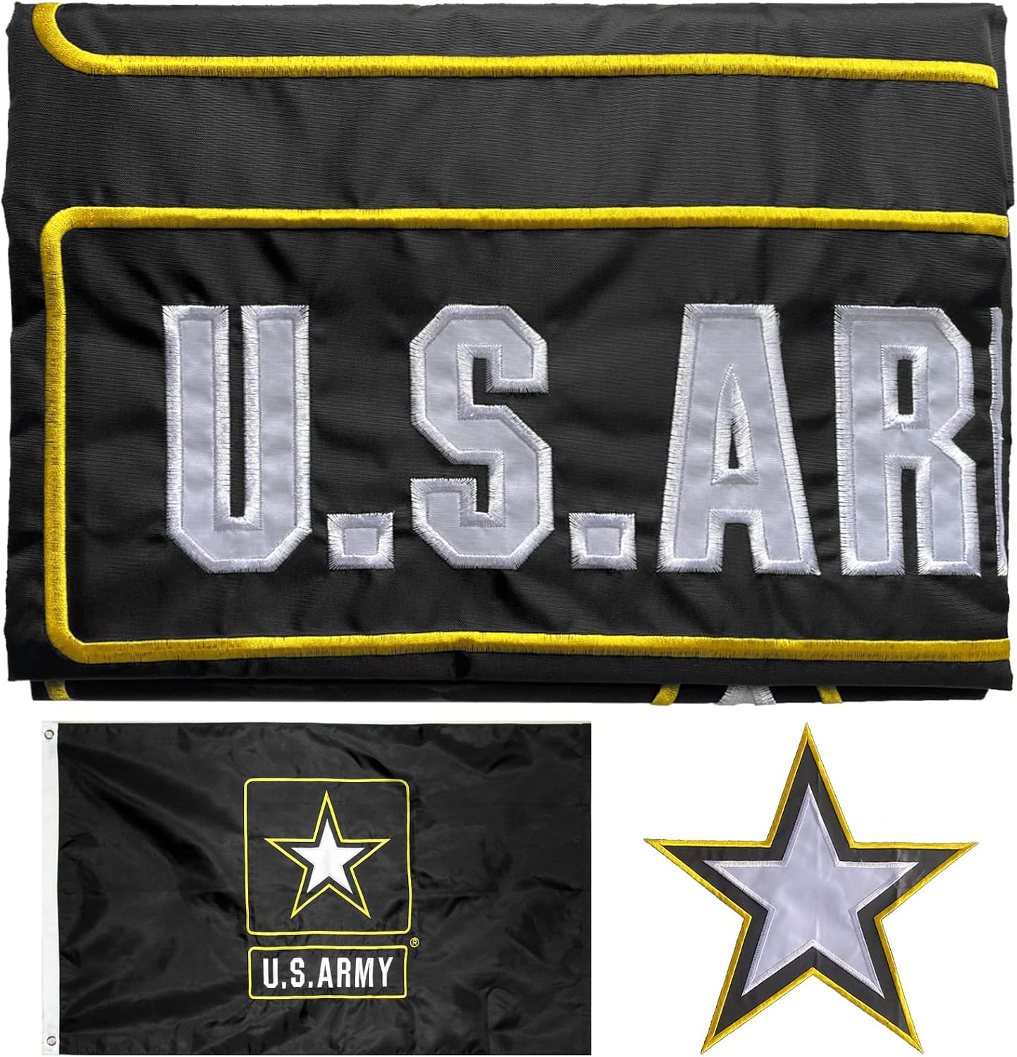 Bandera militar EE.UU. negra 3x5 doble cara resistente