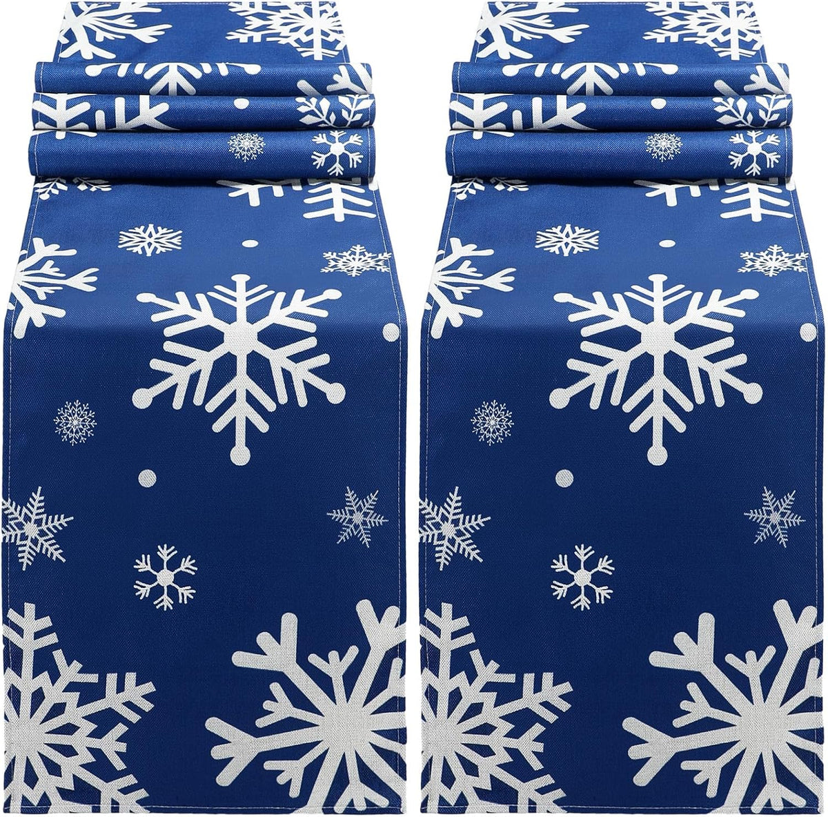 Mesa Camino Invierno 2 Pzas Azul Marino 13x72pulg Lino