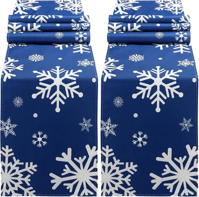 Mesa Camino Invierno 2 Pzas Azul Marino 13x72pulg Lino