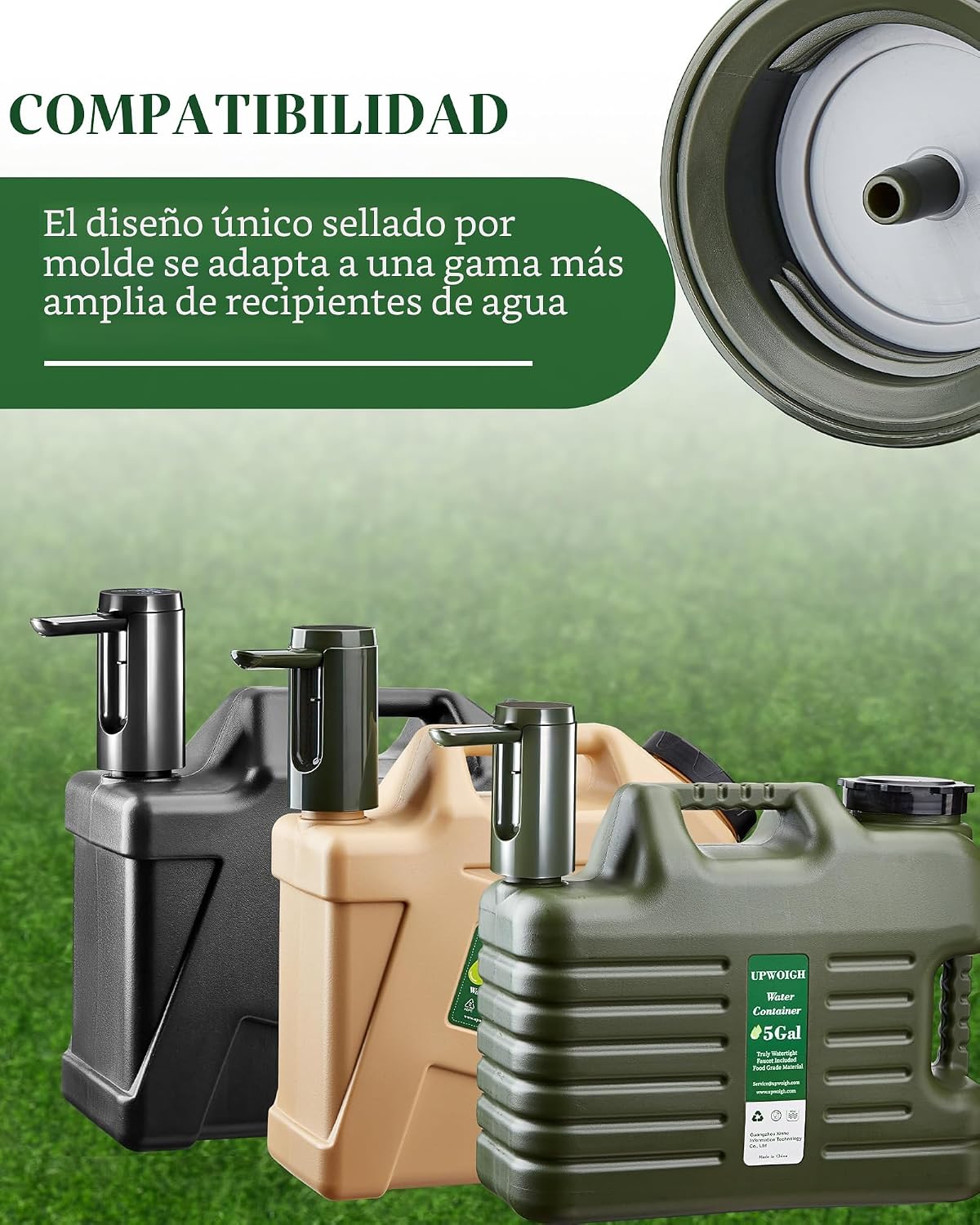 Jarra agua 5gal sin BPA con grifo portátil verde