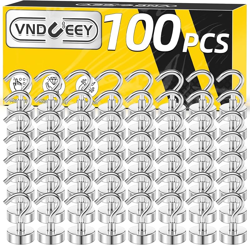 100 Ganchos Magnéticos 25lb para Nevera y Cruceros