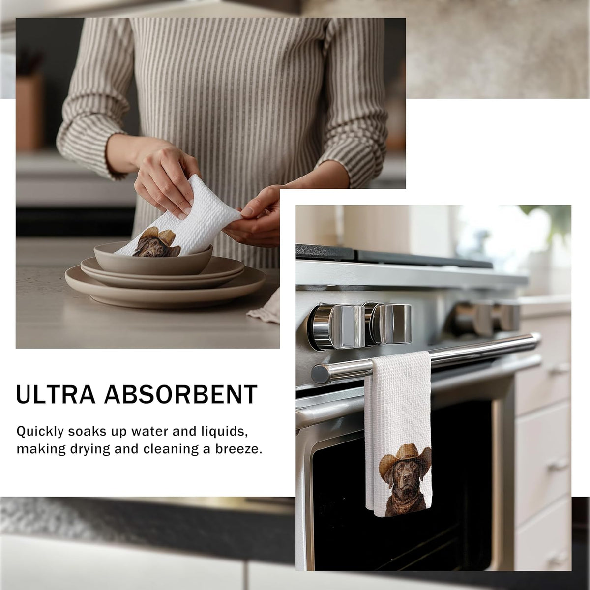 Toallas de cocina divertidas con imagen de Labrador Retriever