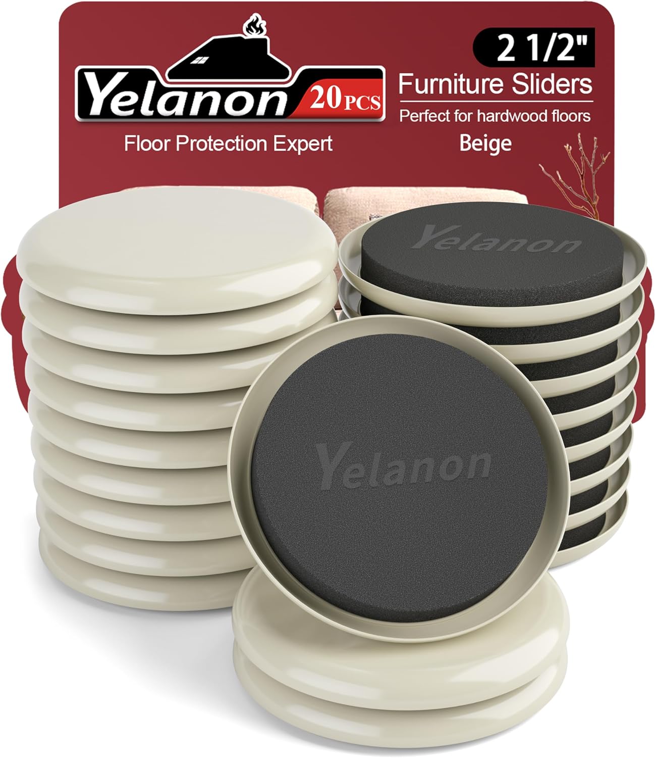 Deslizadores muebles 2.5pulg beige pack 20 antirayaduras