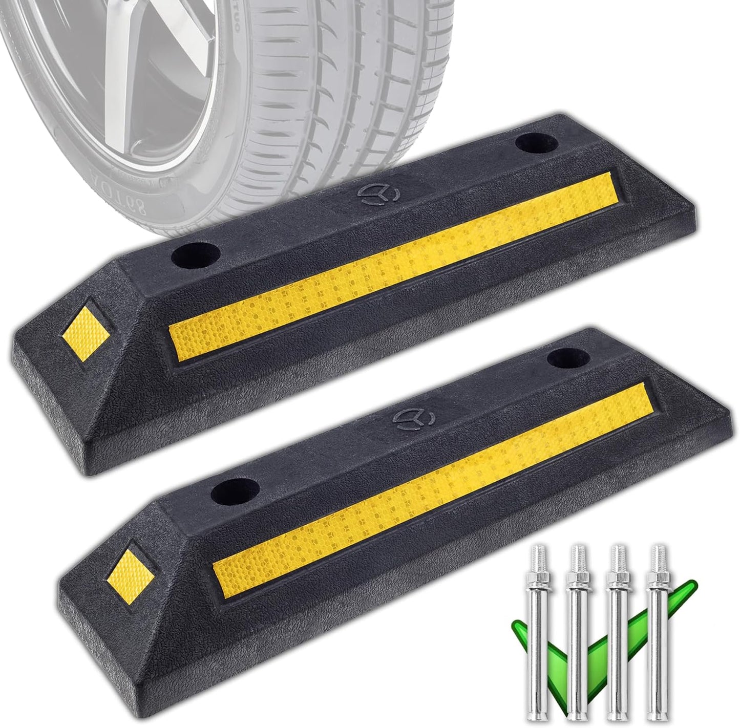 2 Topes Goma Resistentes con Reflectantes para Auto